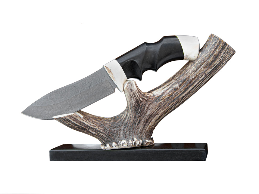 Нож Кабан из булатной стали (рукоять – черный граб, рог) A739
