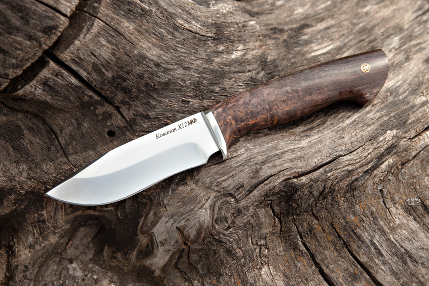 Нож Орлан-2 из кованой стали Х12МФ (рукоять – стабилизированная карельская береза, пин) A729