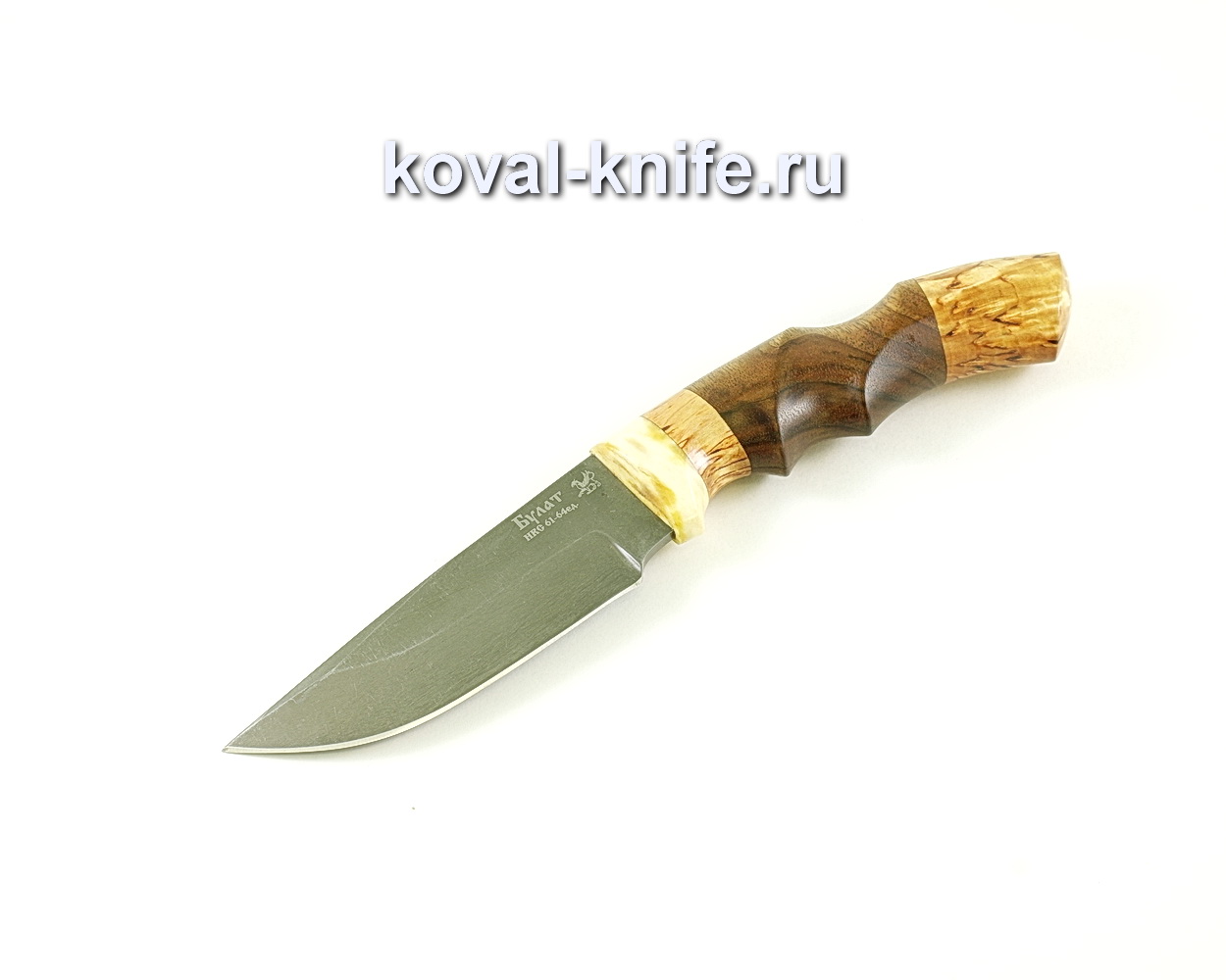 Нож Норвег (сталь Булат), рукоять кость, карелка, орех A050