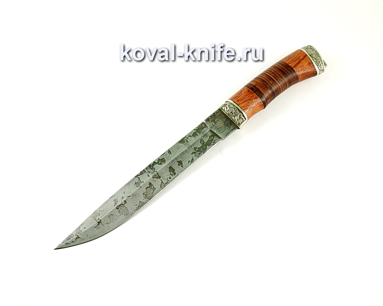 Нож Пластун (сталь95х18), рукоять бубинга, кожа, литье A242
