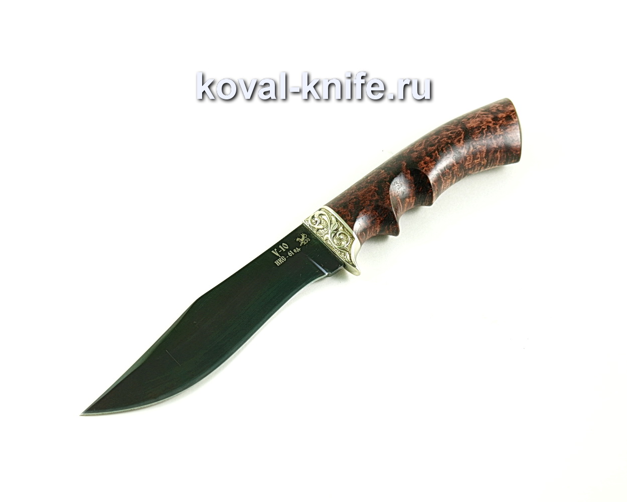 Нож Охотничий (сталь У10), рукоять карельская береза, литье A296