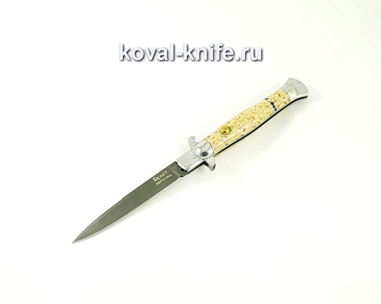 Нож Флинт (сталь Булат), рукоять текстолит с камнями A330