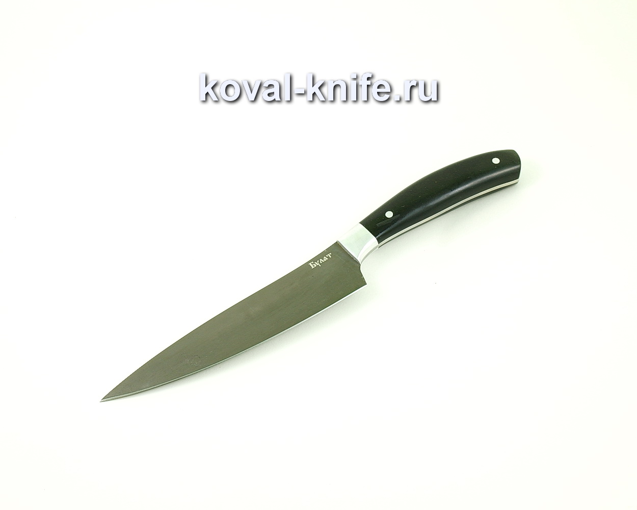 Нож из булатной стали Поварской средний (Легированный булат, рукоять эбонит) A452