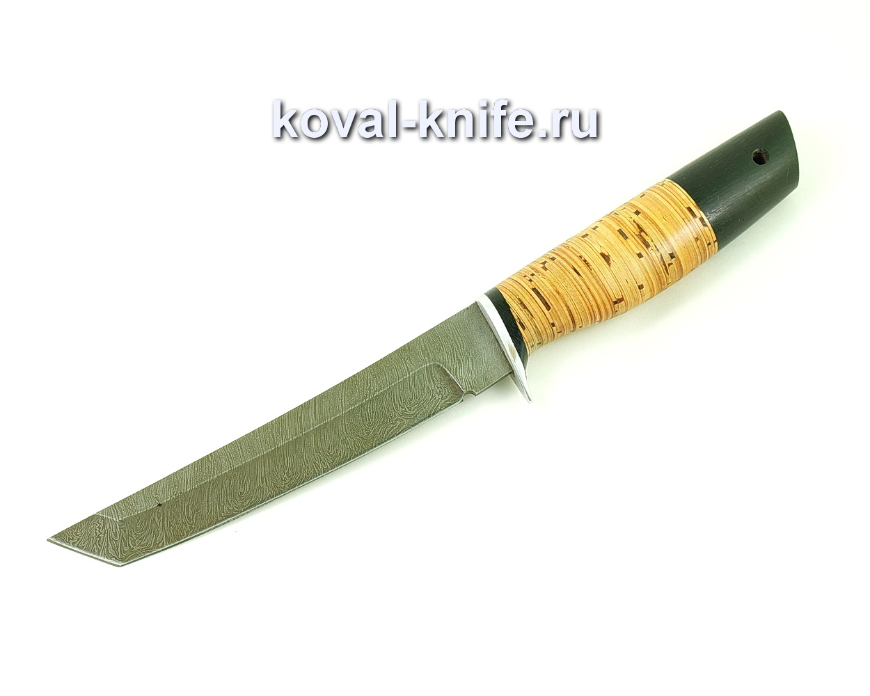 Нож из дамасской стали Танто (рукоять береста и граб) A489
