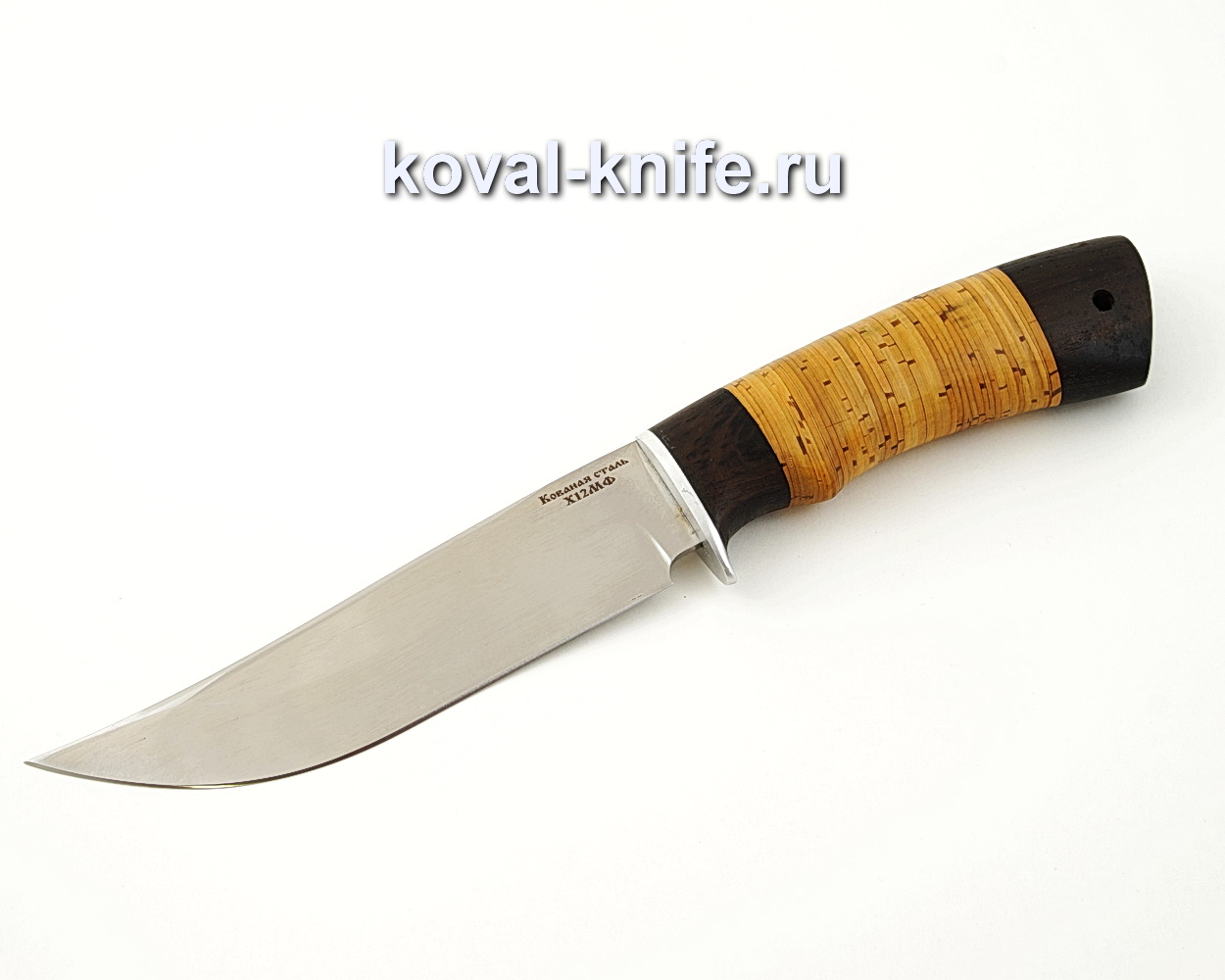 Нож Клыч из кованой стали Х12МФ с рукоятью из бересты и черного граба A537