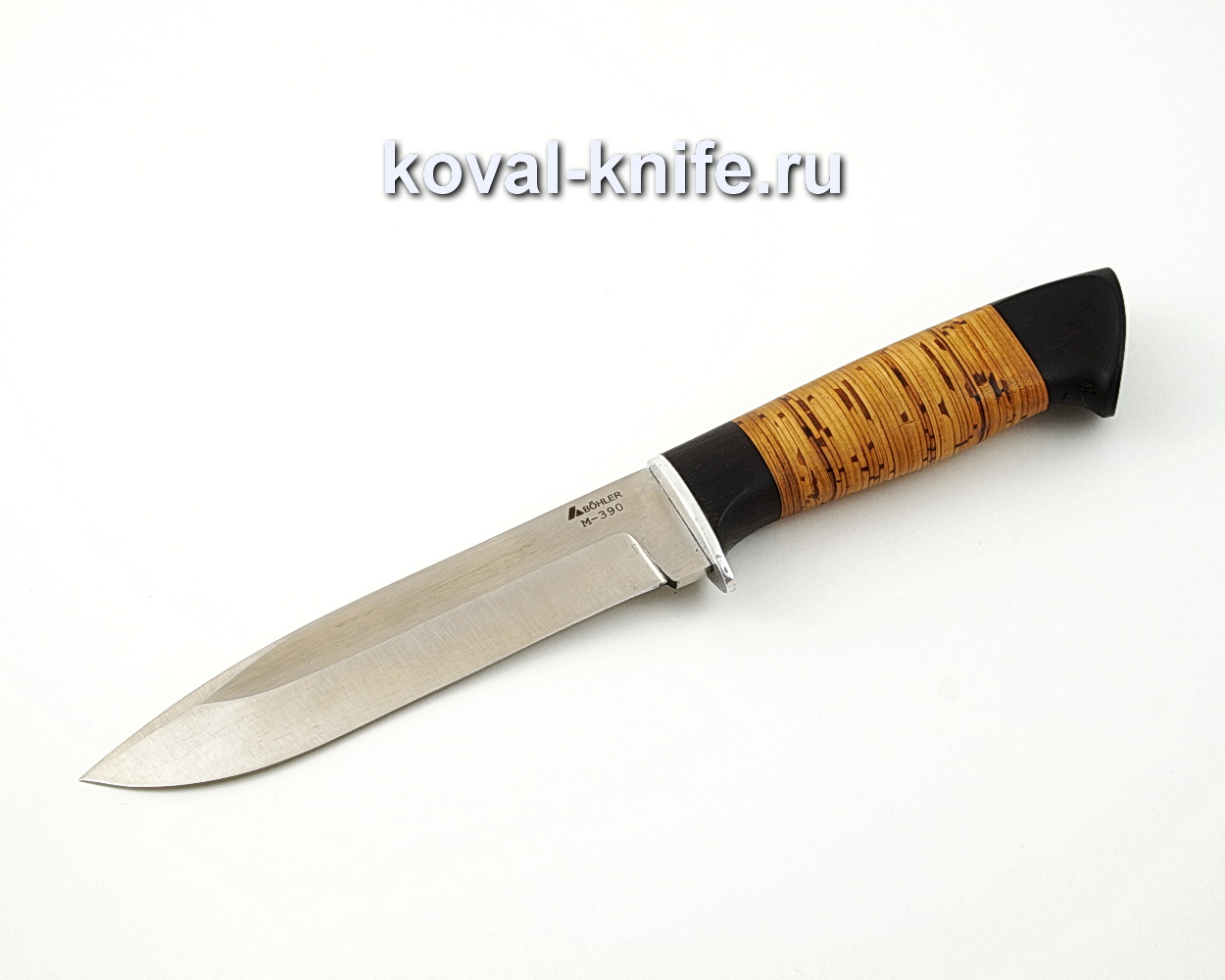 Нож Олимп из порошковой стали М390 с рукоятью из бересты и граба A562