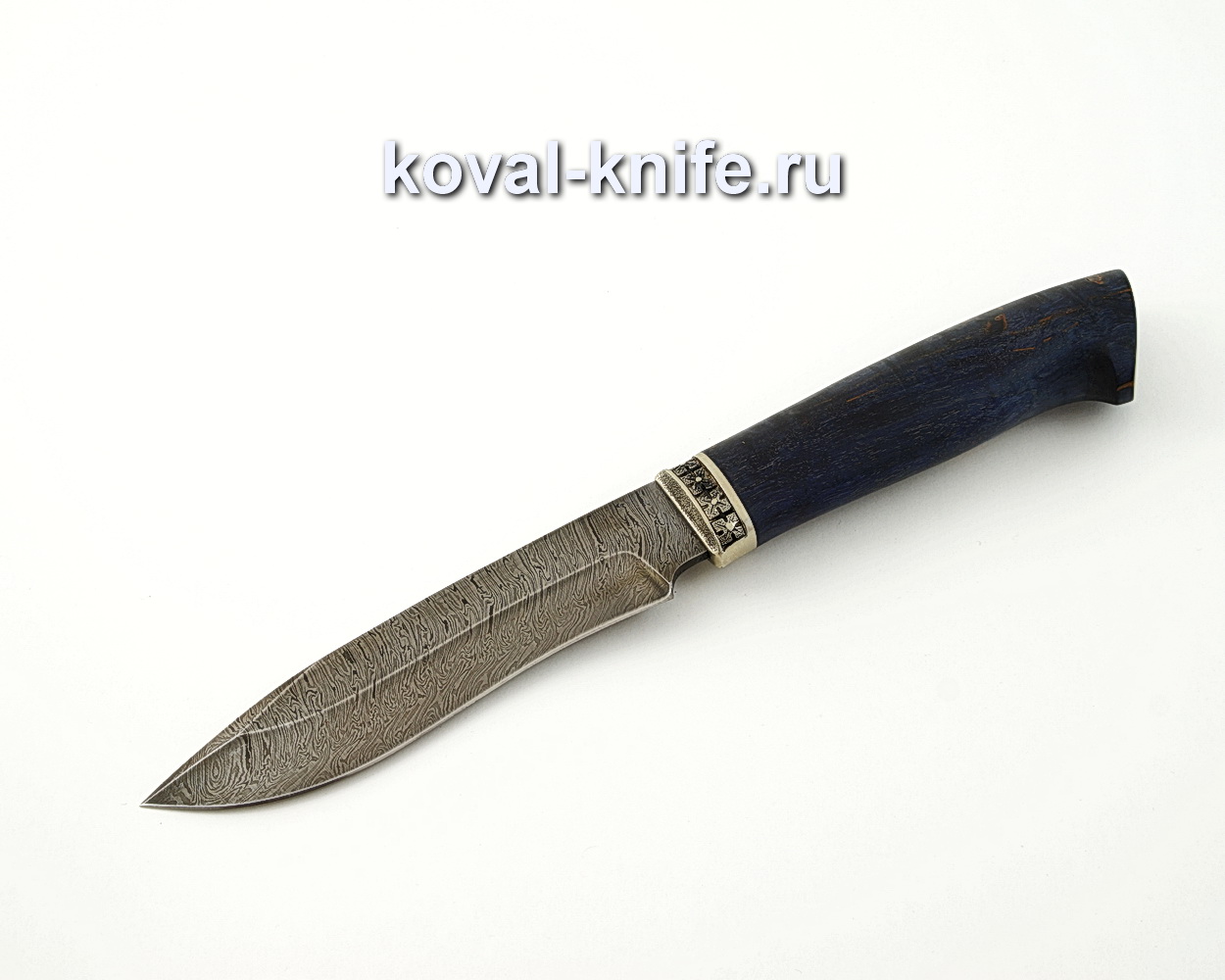 Нож Орлан из дамасской стали с рукоятью из стабилизированной карельской березы, притин мельхиор A569