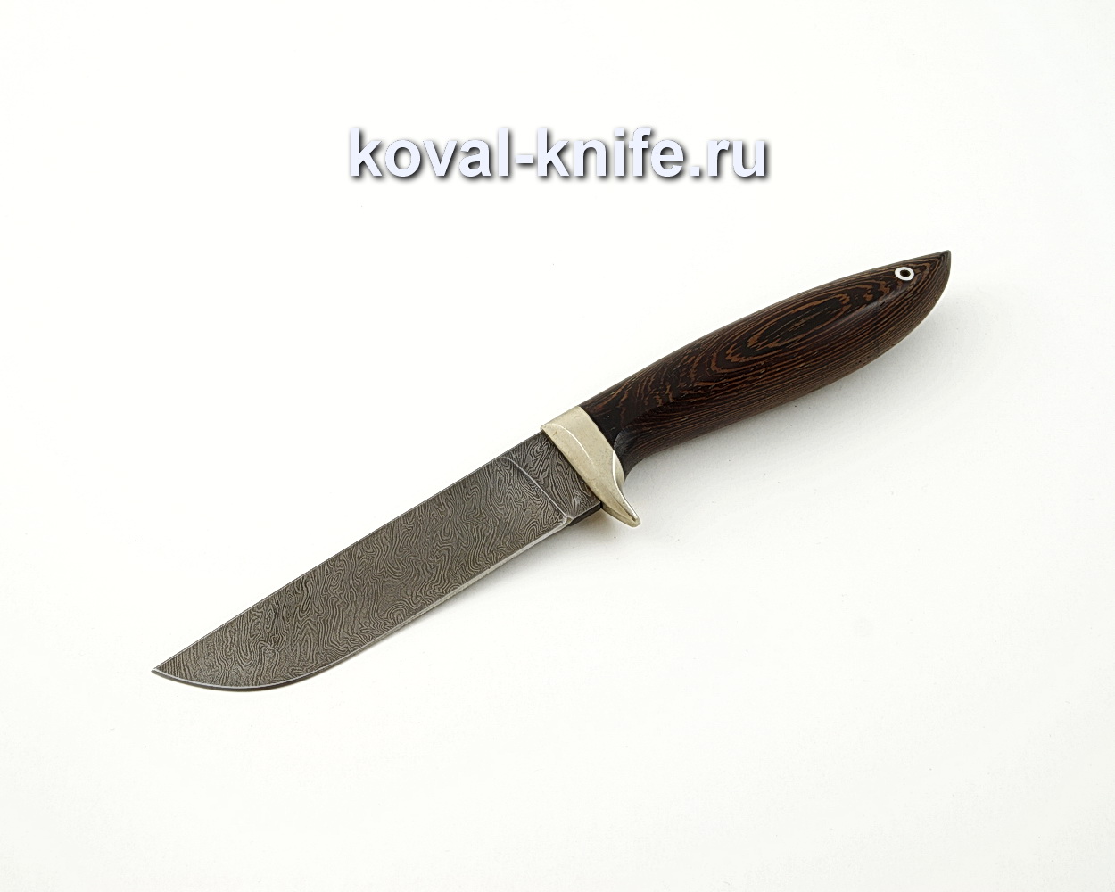 Нож Белка из дамасской стали с рукоятью из венге, гарда мельхиор A570