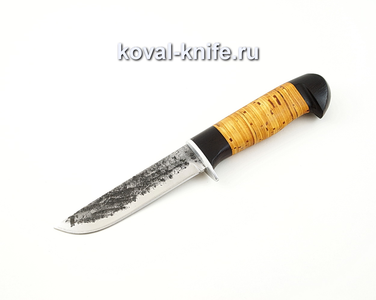 Нож Белка из кованой стали 9ХС с рукоятью из бересты и черного граба A571