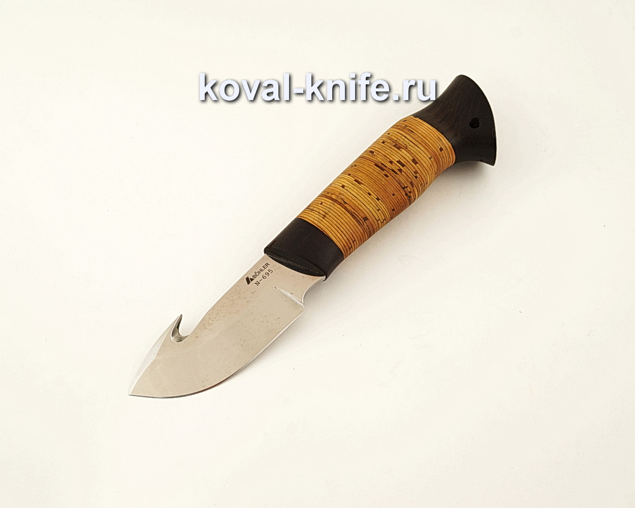 Нож Стропорез из нержавеющей стали Bohler N695 с рукоятью из бересты  A626