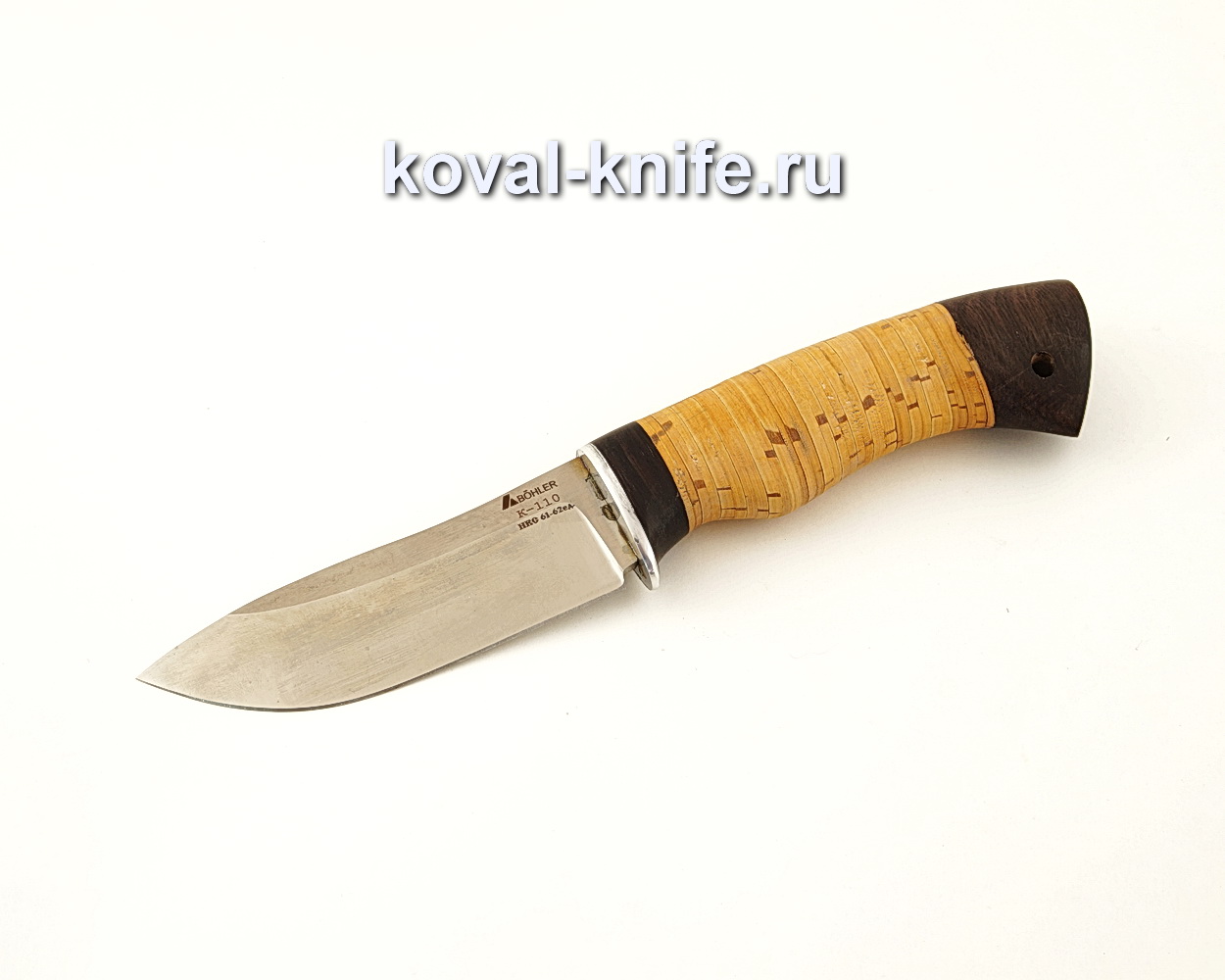 Нож Кабан из стали Bohler K110 с рукоятью из бересты  A628