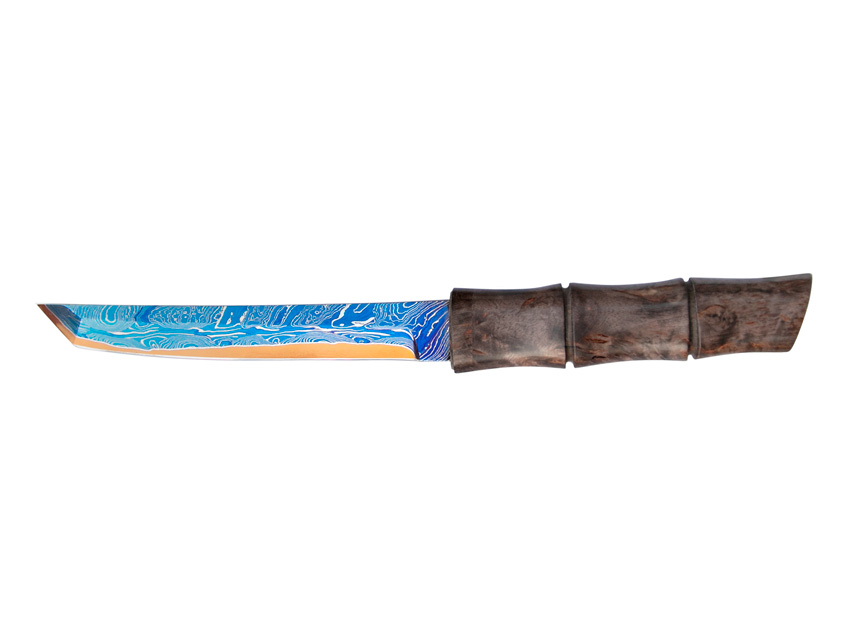 Нож Танто из ламинированной стали (рукоять и ножны – стабилизированная карельская береза) A742