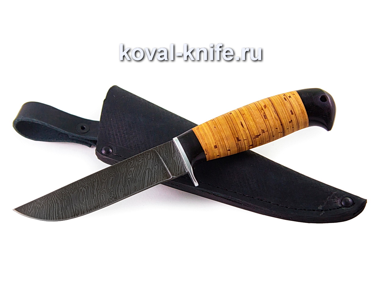 Нож Белка (дамасская сталь), рукоять береста и граб A344