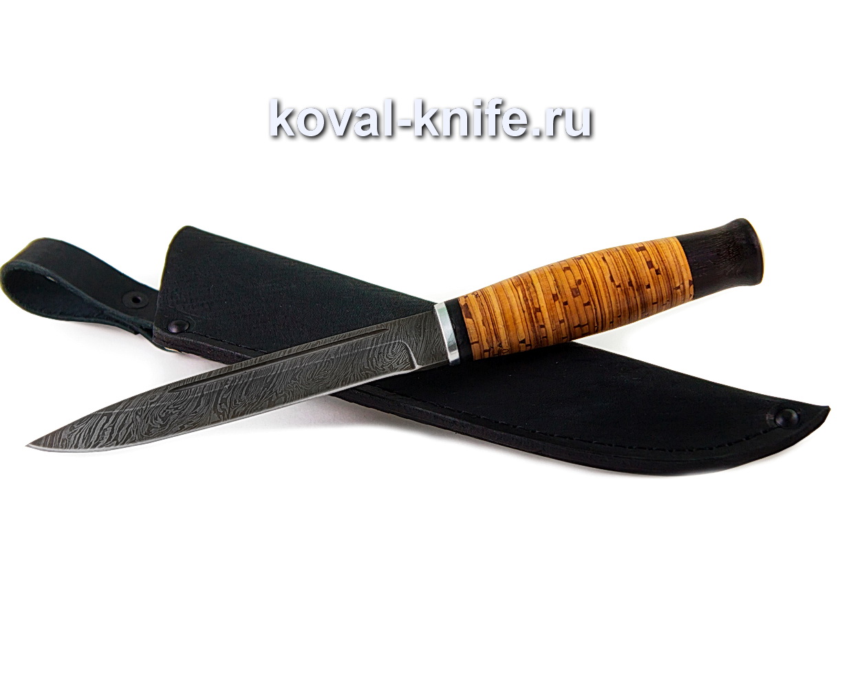 Нож Вишня (дамасская сталь), рукоять береста и граб A345