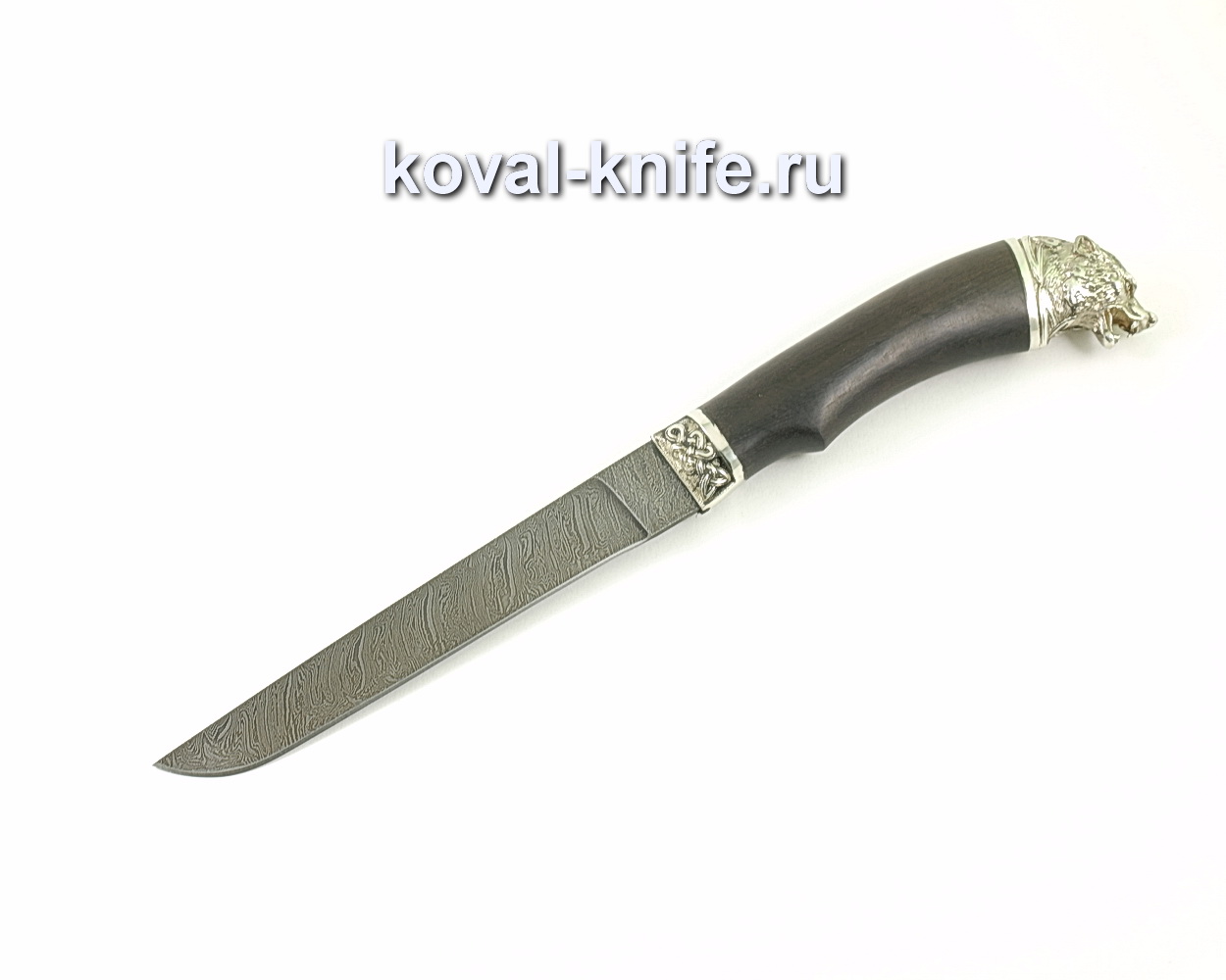 Нож из дамасской стали Волк (граб, литье мельхиор) A326