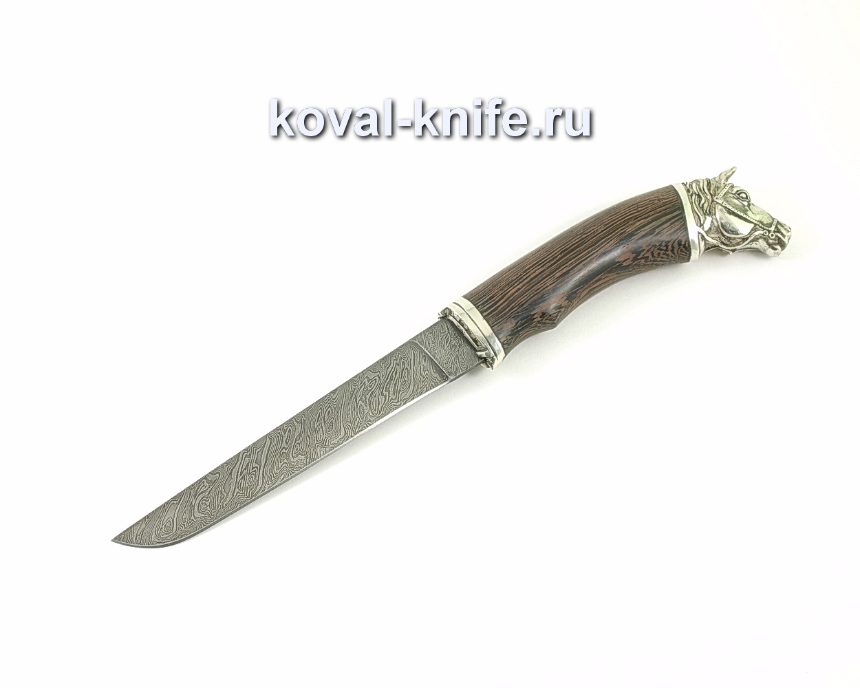 Нож из дамасской стали Волк (венге, литье мельхиор) A324