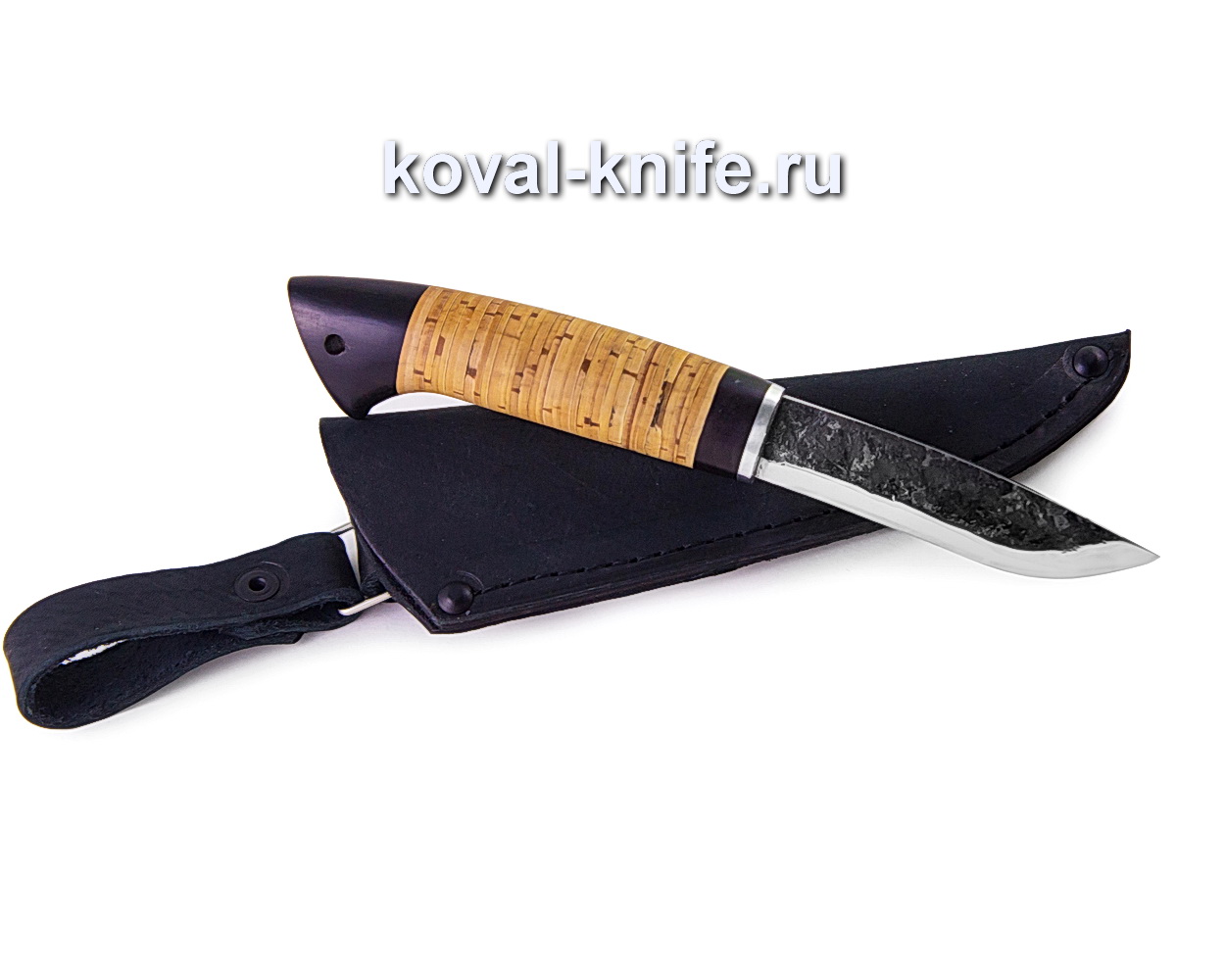 Нож Грибник из кованой стали 9хс (рукоять береста, граб) A332