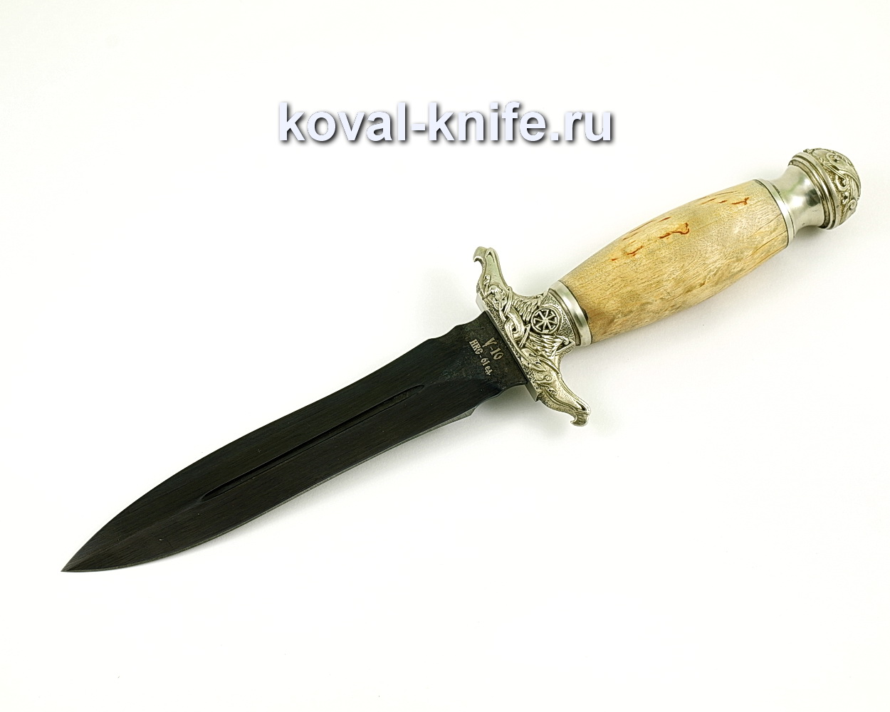Нож Кардинал из кованой стали У10 (карельская береза, литье мельхиор) A387